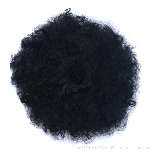 cheap synthetic african hair bun for black women,  afro kinky chignon curly hair puff bun, big soft natural hair piece bun wig